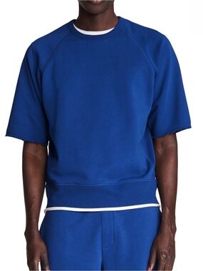 RAG & BONE City Organic Loopback Blue Cotton-Jersey Oversized Sweatshirt Medium